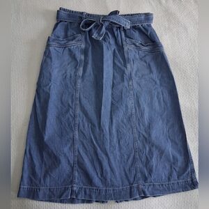 St John's Bay 100% Cotton Dark Wash Denim Midi Skirt